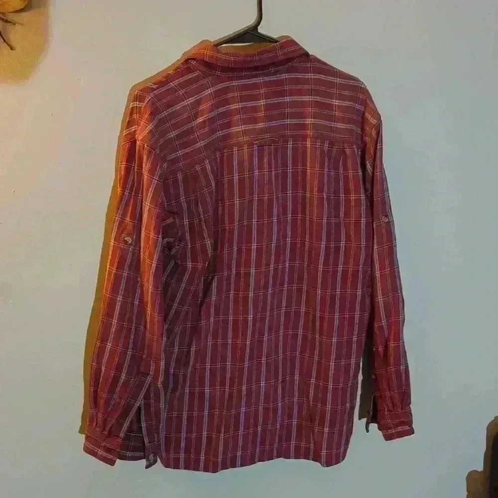 The North Face button up shirt, red and white, size medium